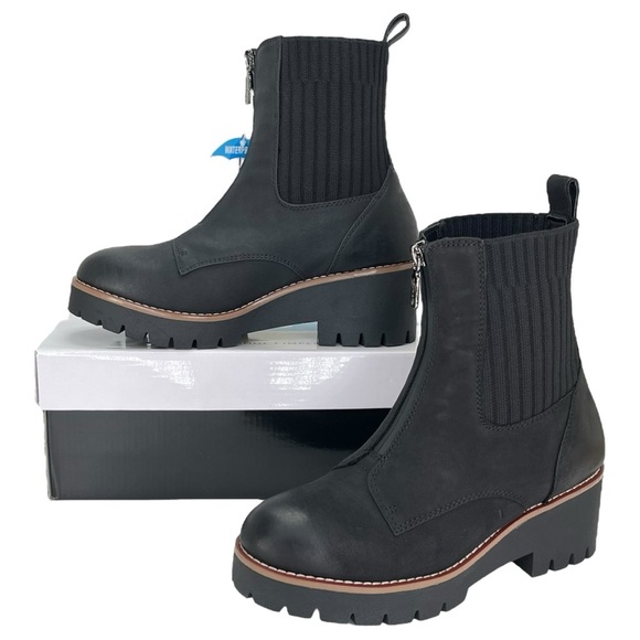 Aqua College Dream Black Nubuck Leather Waterproof Womens Ankle Boots Size 6.5M - Picture 1 of 13